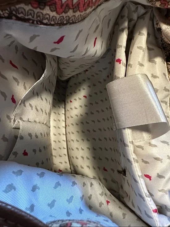 Sakroots Beige & Brown Patterned Canvas Backpack with Pink Accents - Picture 6 of 6